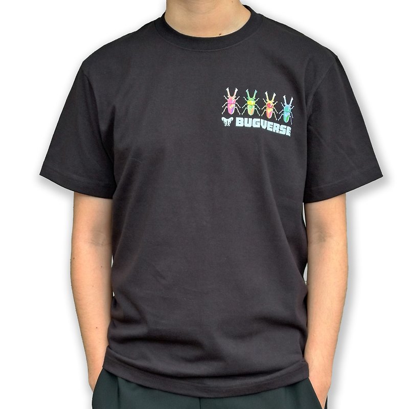Insect series cotton T shirt-stag beetle - Men's T-Shirts & Tops - Cotton & Hemp Black