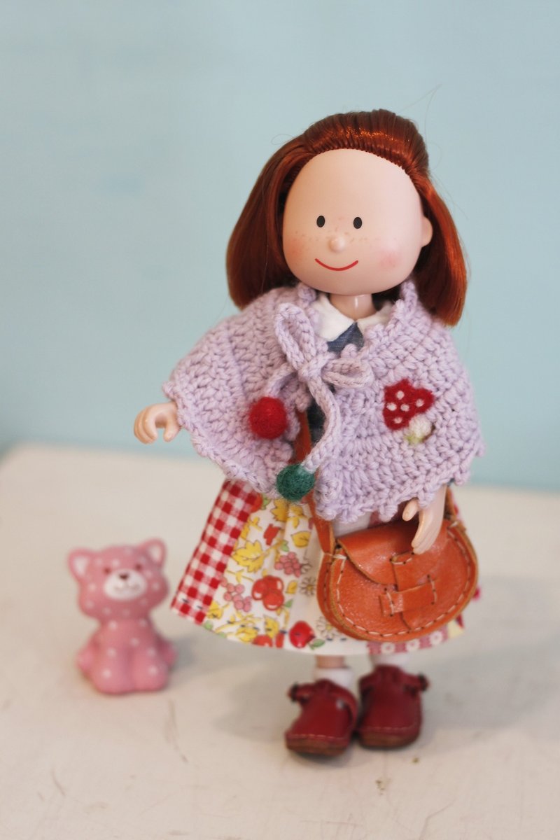 小布、Holala、莉卡尺寸手工編織日本美麗諾羊毛披肩(粉紫款) - 毛衣/針織衫 - 羊毛 粉紅色