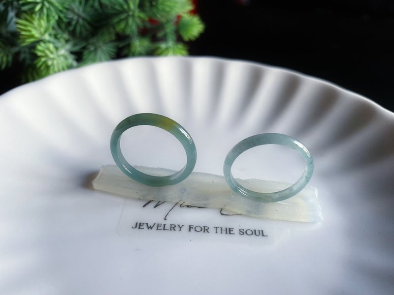 Natural Guatemala jadeite ice blue water material fine section ring jade ring ring gift for men and women - General Rings - Jade Black