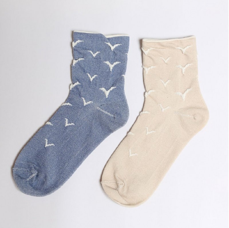 Earth tree fair trade fair trade - organic cotton no elastic socks (blue seagull) - ถุงเท้า - ผ้าฝ้าย/ผ้าลินิน 