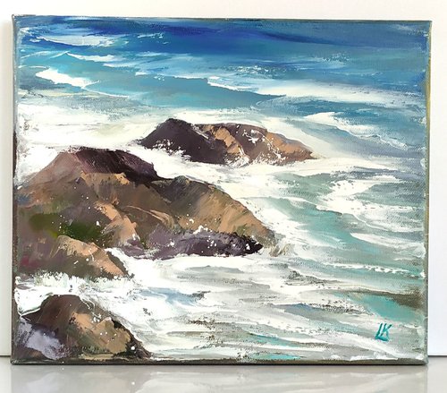 絵画 油絵 マルチアル 風景画 波 絵画 油絵 マルチアル 風景画 波