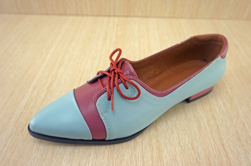 Pointed flat bottom Oxford shoes, handmade shoes, handmade shoes, CHANGO results shoe Square, Oxford shoes - Women's Casual Shoes - Genuine Leather 