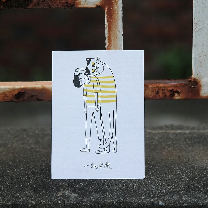 Cats and cats play scrap postcards/cards with me - การ์ด/โปสการ์ด - กระดาษ สีเหลือง