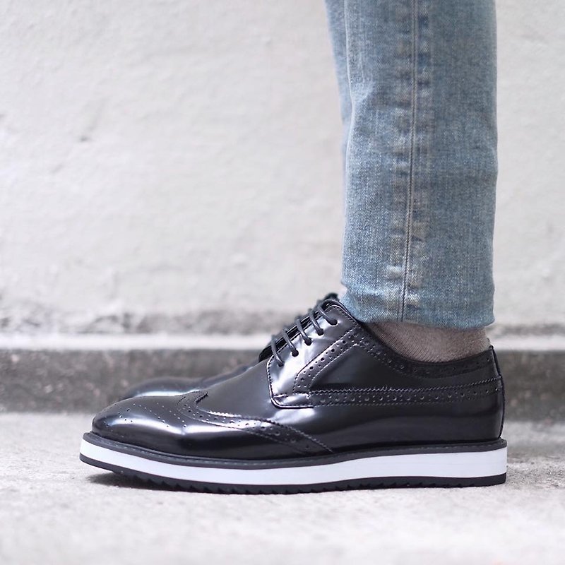 Placebo black and white platform men's Oxford shoes - Men's Oxford Shoes - Genuine Leather Black