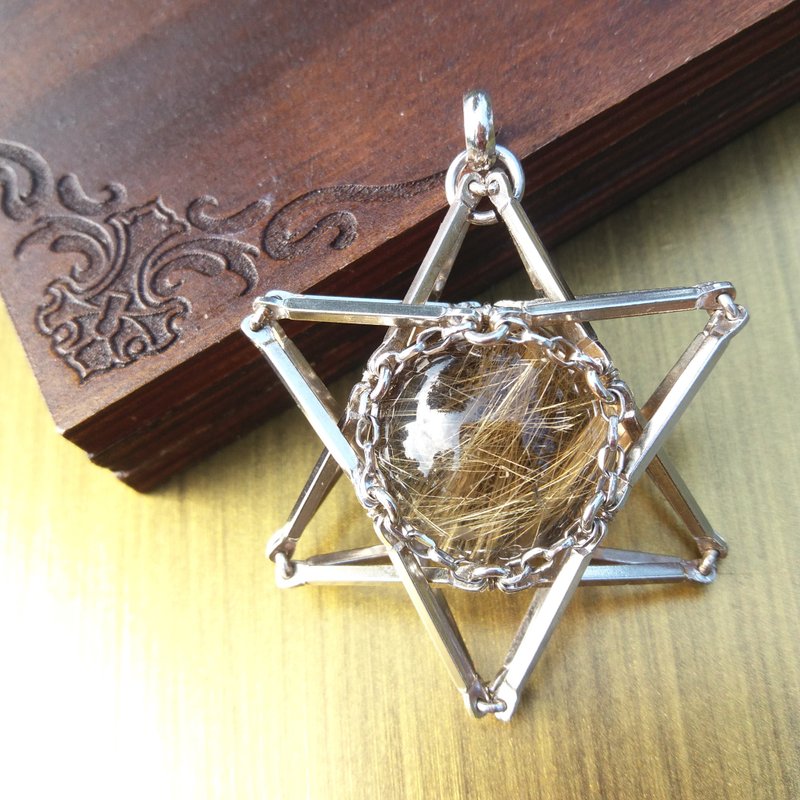 【Unique Design】大衛星金髮晶項鏈/純銀/浮誇 - 項鍊 - 純銀 金色