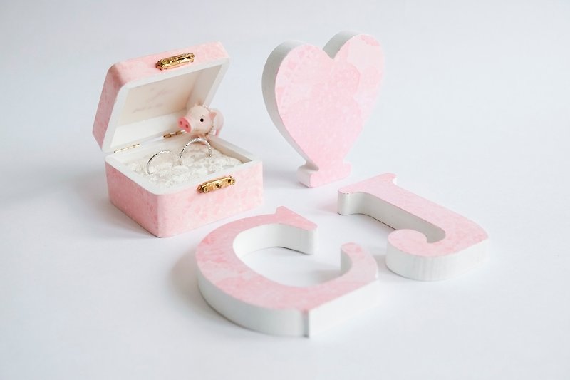 Tailor-made - Wedding wooden décor for wedding gift (whole set) - Items for Display - Wood Pink