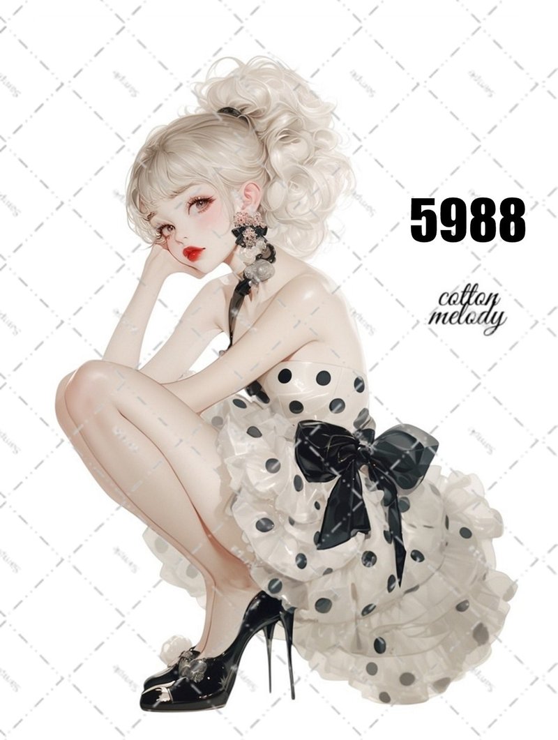 original sticker no.5988 人物ステッカー オリジナルステッカー 人物ステッカー 女の子ステッカー オリジナル人物ステッカー - 貼紙 - 紙 