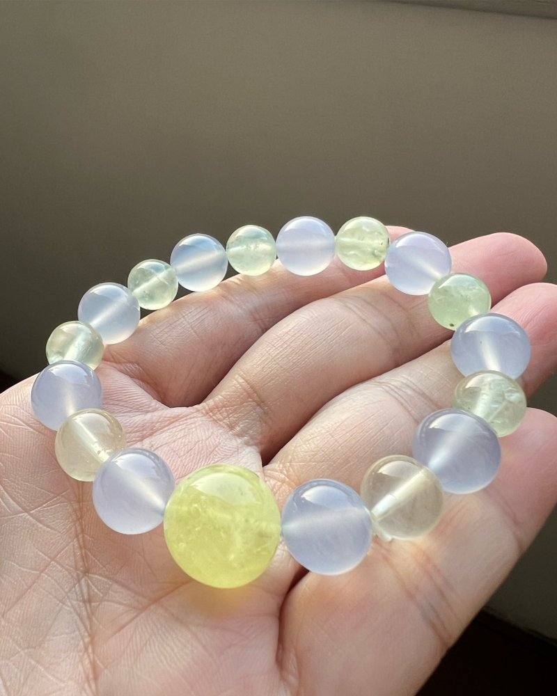 ||藍月球|| 水晶手環。藍玉髓/葡萄石 絕美 僅一件 - 手鍊/手環 - 水晶 多色