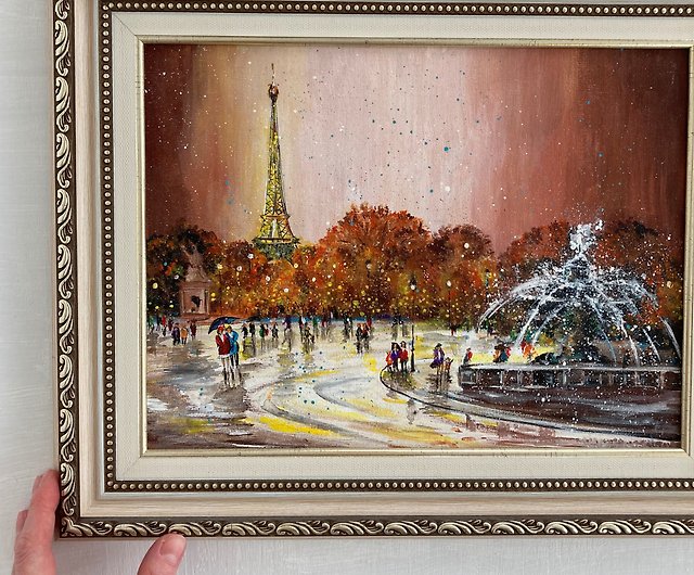 油絵パリ額入り絵画パリの街並みアートワーク - ショップ Soulart