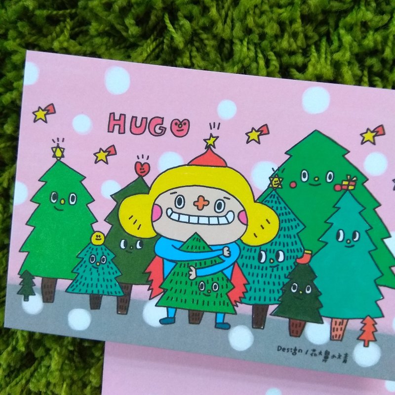 花大鼻明信片-HUG - 卡片/明信片 - 紙 粉紅色