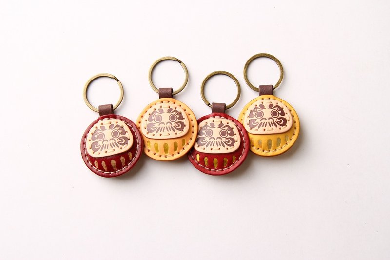 Biscuit Dharma tumbler key key ring Fushen [free lettering 1-7 characters] - ที่ห้อยกุญแจ - หนังแท้ 