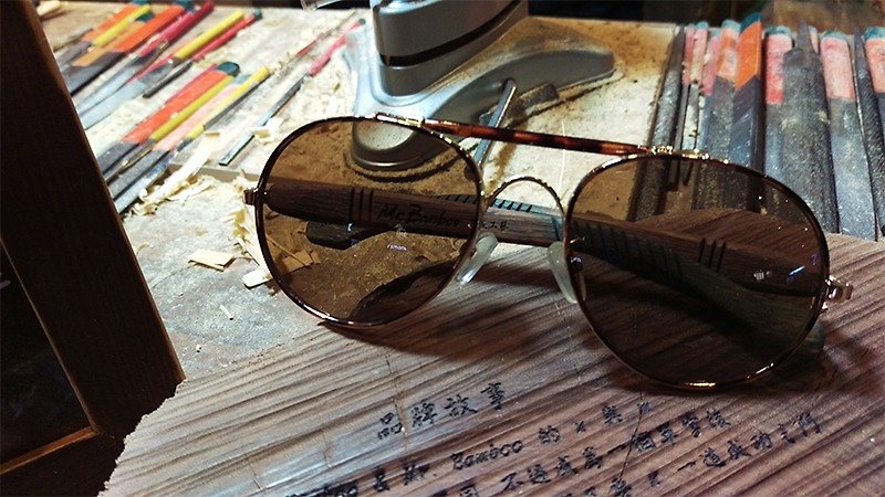 [MB] Taiwan handmade glasses retro sunglasses series exclusive feel action art technology Aesthetics - Glasses & Frames - Bamboo Brown