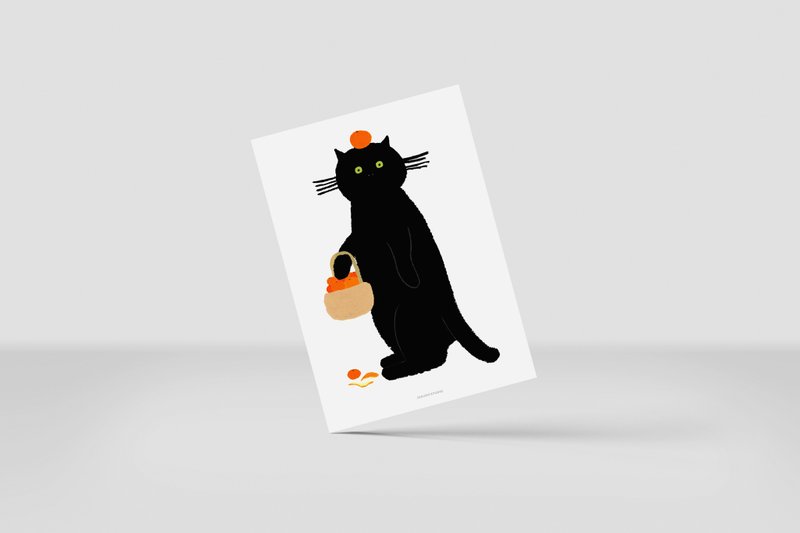 Tangerine Cat card (A5/A6) - 卡片/明信片 - 紙 橘色