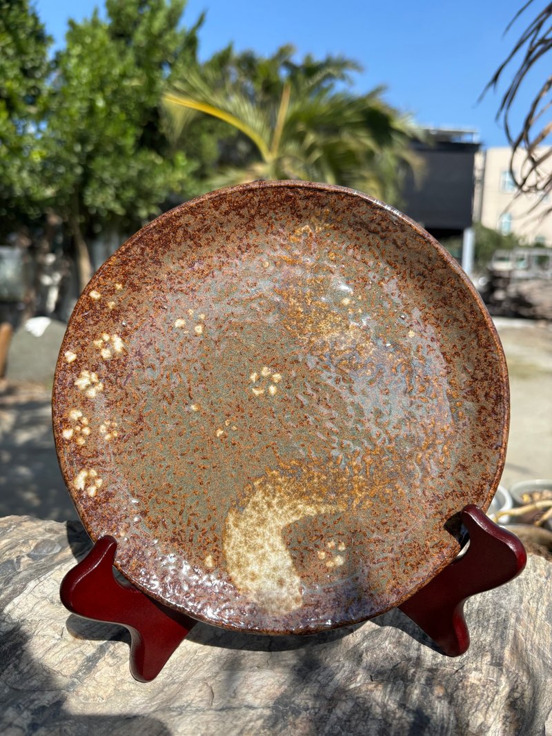 手繪白梅盤 - 碟/盤子/餐盤 - 陶 卡其色