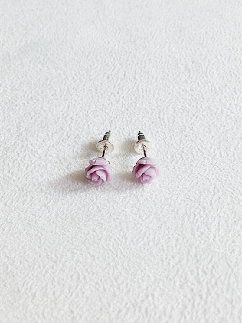 玫瑰・耳環 紫 925純銀【SZE1658】 - 耳環/耳夾 - 塑膠 紫色