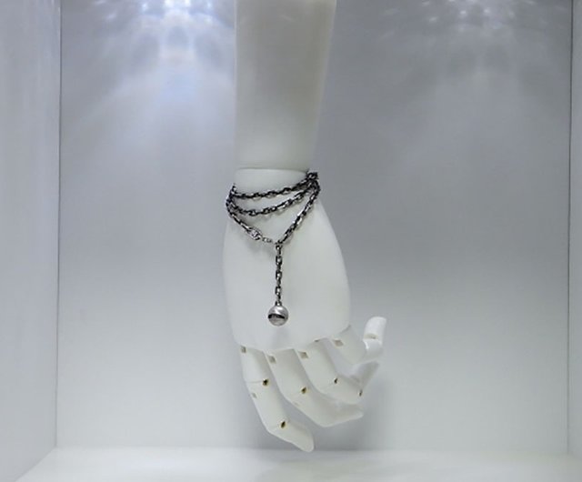 anti smile ball chain_B1(s_m-B.05) 不高兴銀手鐲垂飾bracelet