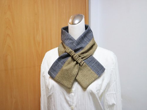 S.K.der手作 拼接可調式短圍巾.scarf 保暖圍脖 雙面雙色 大人.小孩均適用