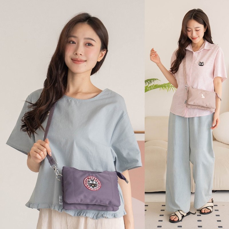 三明治包 小黑貓 簡約logo 三層收納 斜背包【330101】 - 側背包/斜背包 - 防水材質 粉紅色