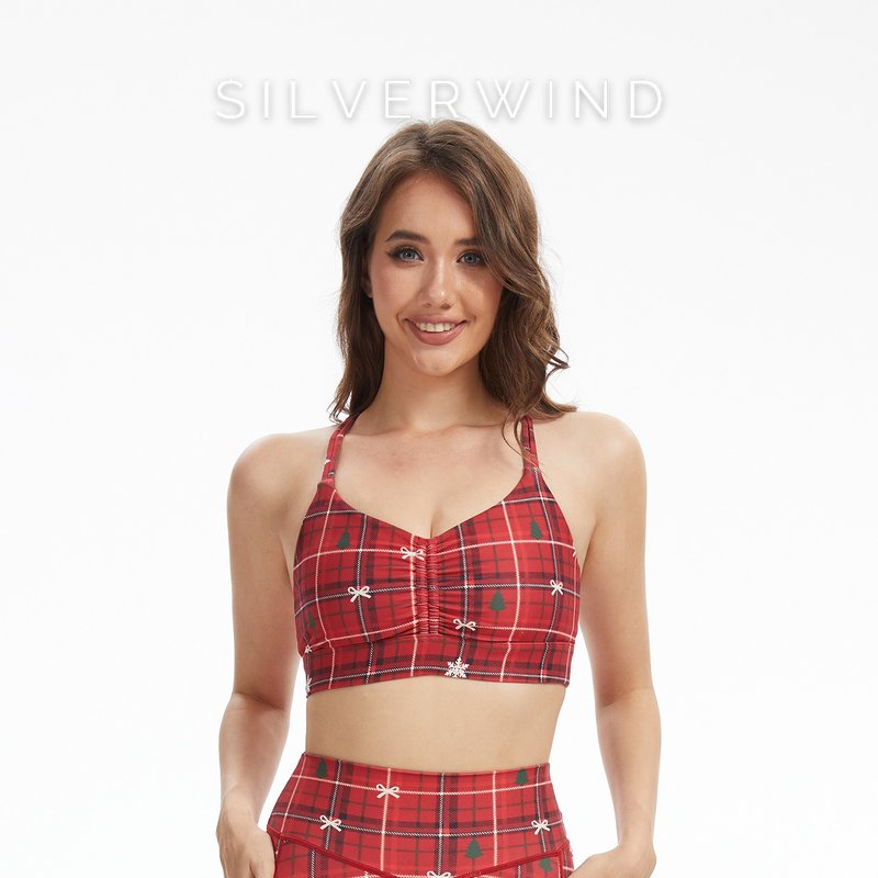 Festive Tartan Weave Back Sports Bra - ชุดชั้นในกีฬาผู้หญิง - วัสดุอีโค หลากหลายสี