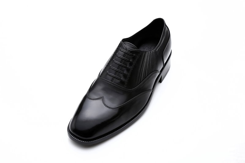 翼のパターンの模倣オックスフォードシューズ-怠惰な靴、紳士の靴、革の靴、革の靴 - 革靴 メンズ - 革 ブラック
