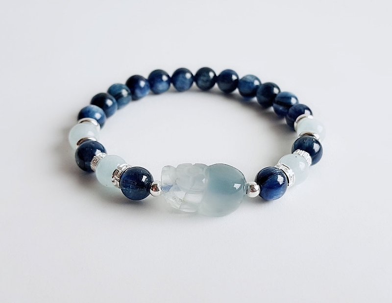 Blue hair crystal kyanite sea blue treasure 925 sterling silver hand training - Bracelets - Gemstone Blue