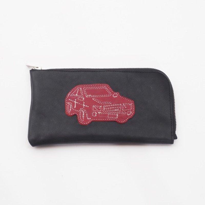 CowLeatherLongWallet [car]（黒）18×9/財布/wl001car - 錢包/皮夾/長短夾 - 真皮 