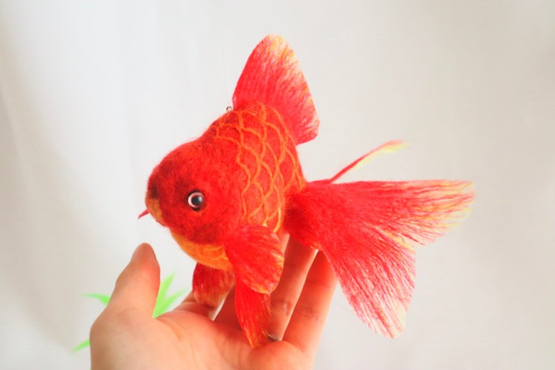 たゆたう金魚モビールL-猩々琉金- - 公仔/玩偶 - 羊毛 紅色