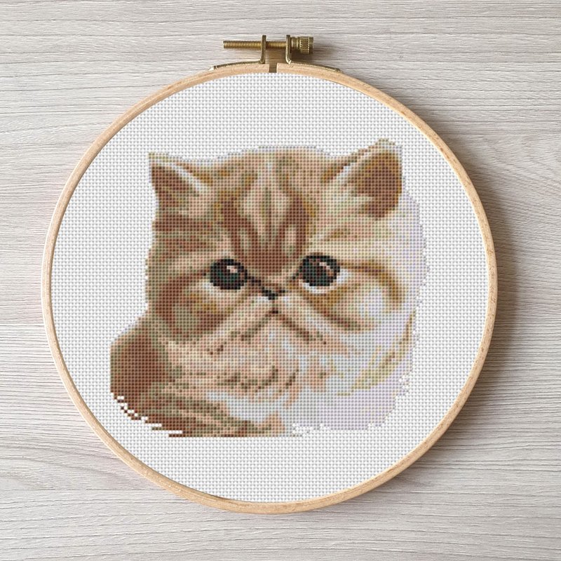 刺繡 貓 Horthair cat pattern pdf cross stitch, pets easy embroidery DIY, art 17 - 其他數位設計 - 其他材質 