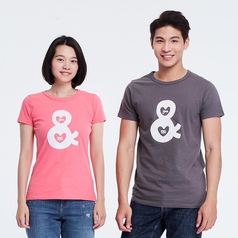 AND 情人節禮物-WE蜜桃棉甜蜜情人對T - Women's T-Shirts - Cotton & Hemp Multicolor