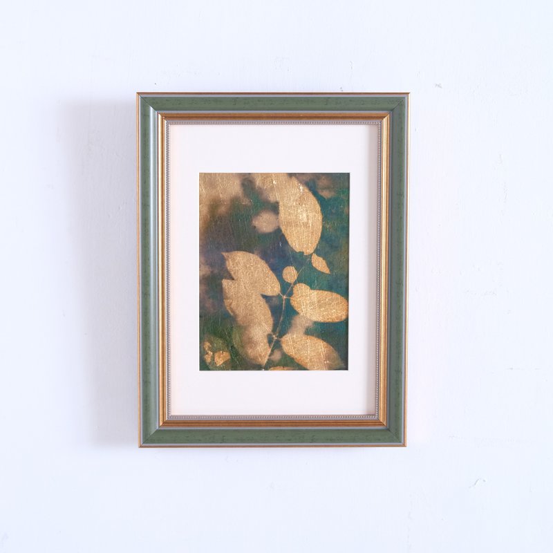 箔焼き植物画 #4 - 置物 - 銅・真鍮 オレンジ