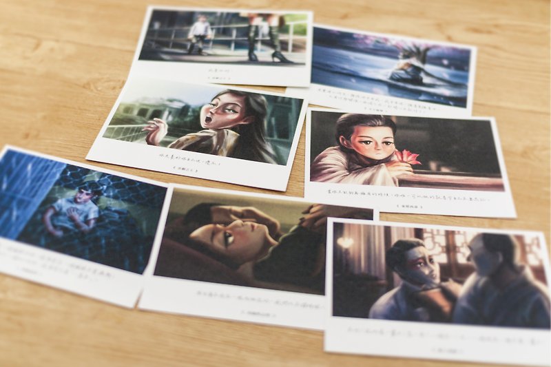 Illustrated Movie Lines Postcards-Love Series 7 Collection Set - Cards & Postcards - Paper White
