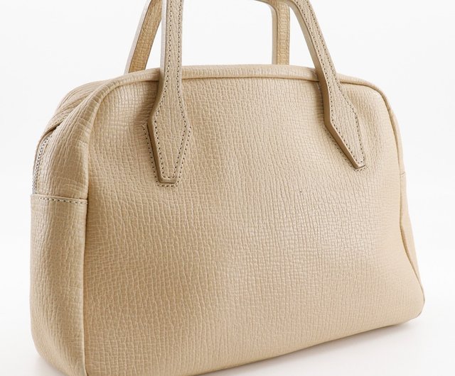 LOEWE ベージュ レザー ハンドバッグ LOEWE ロエベ ハンドバッグ アナグラム レザー ライトベージュ