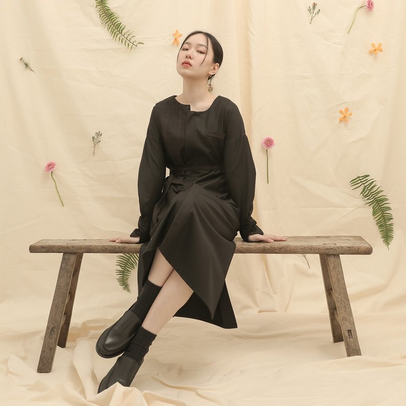 【經典原創】Wutong_梧桐假背心洋裝_CLD515_黑 - 洋裝/連身裙 - 聚酯纖維 黑色