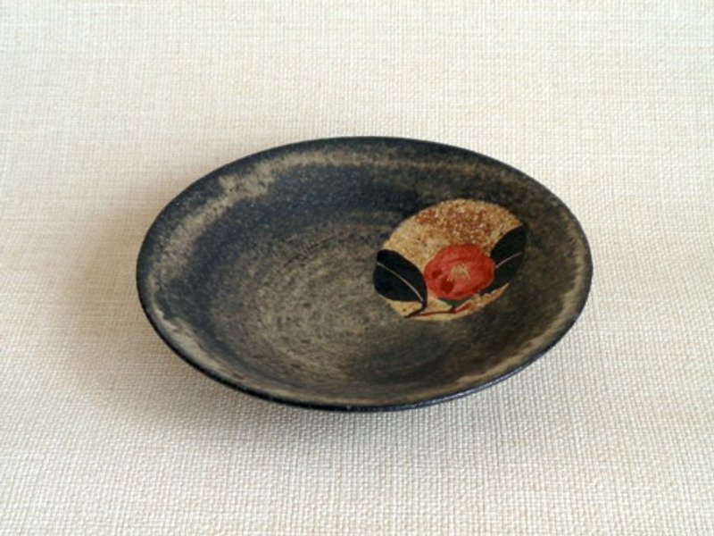 鉢 　金銀彩紅椿a - 皿・プレート - 陶器 ブラック