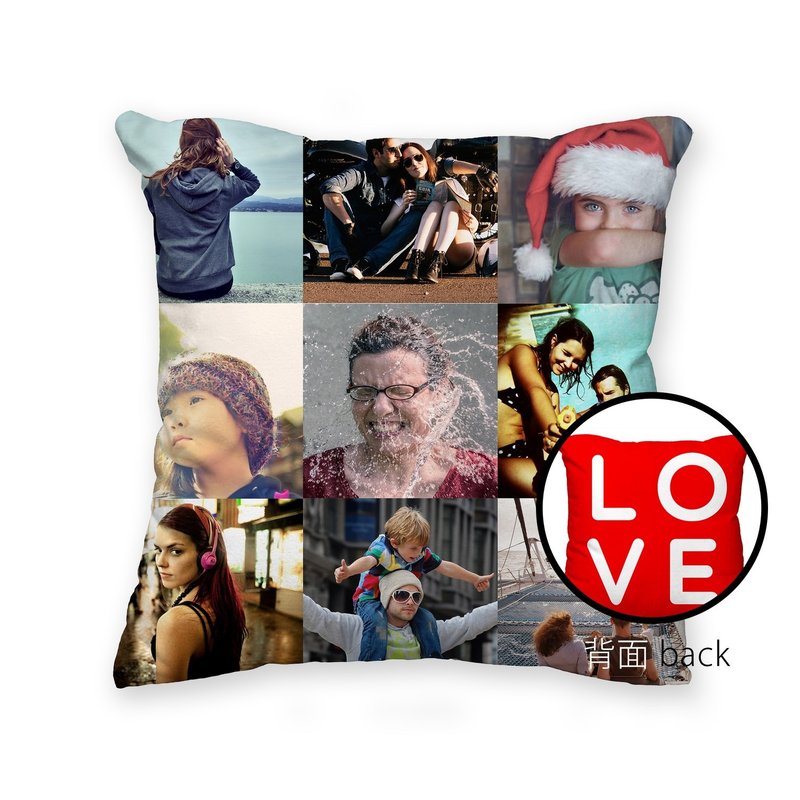 Customized 3*3 Photo Collage Square Pillow - หมอน - เส้นใยสังเคราะห์ หลากหลายสี