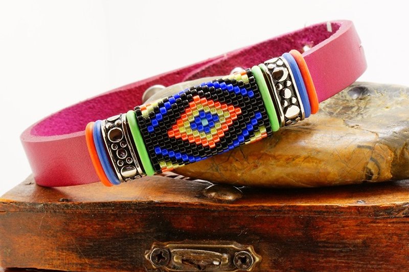 Handmade Aiko Beads Leather Bracelet - Bracelets - Genuine Leather Multicolor