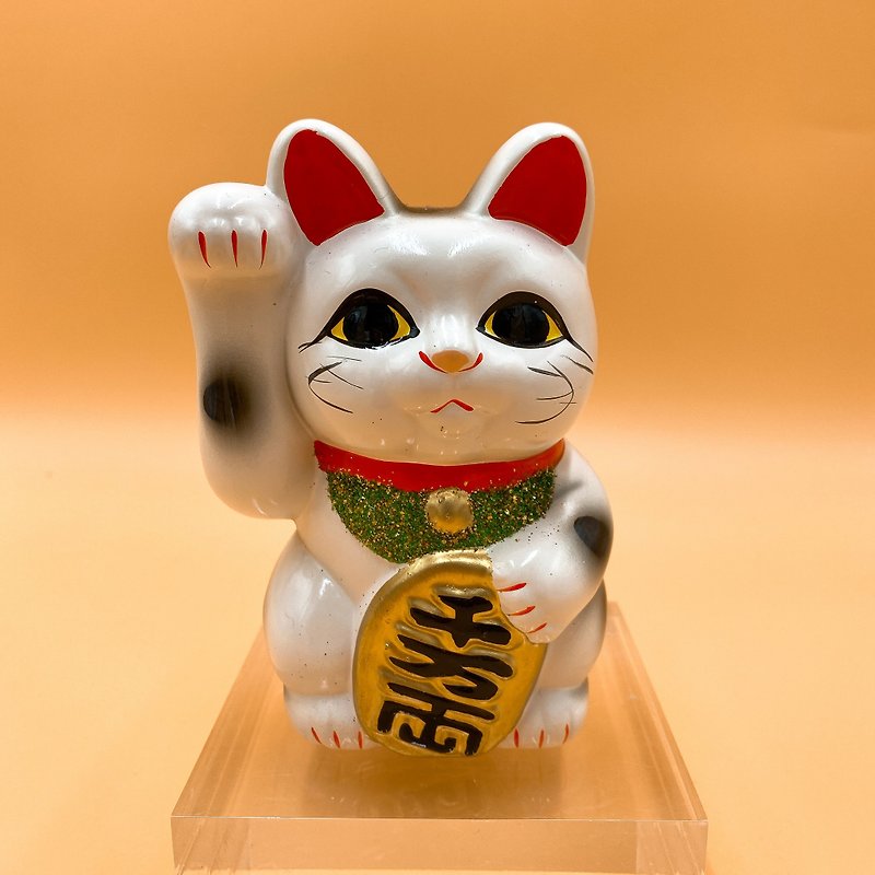 江戸御縁物語 伝統陶器千万ゴールド招き猫貯金箱 3サイズ - 貯金箱 - 陶器 ホワイト