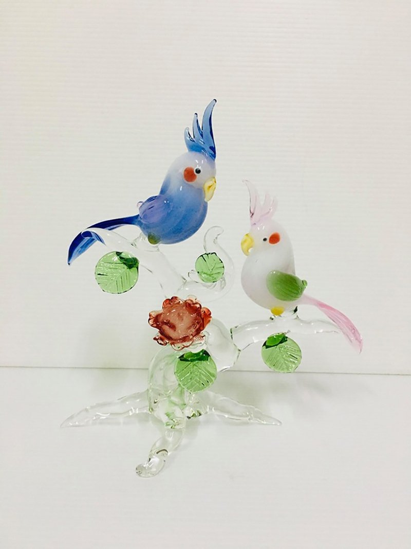 Liuli handmade love bird parrot couple bird - Items for Display - Glass 