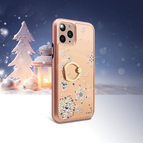 apbs 雅品仕 水晶彩鑽手機殼 iPhone 11 全系列水晶彩鑽全包鏡面指環扣雙料手機殼-紛飛雪