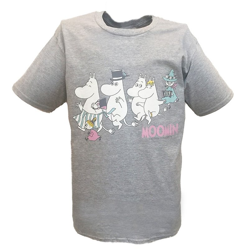 Moomin 噜噜 米 Authority-T-Shirt 【Happy Team】 Adult Short Sleeve T-shirt - Women's T-Shirts - Cotton & Hemp White