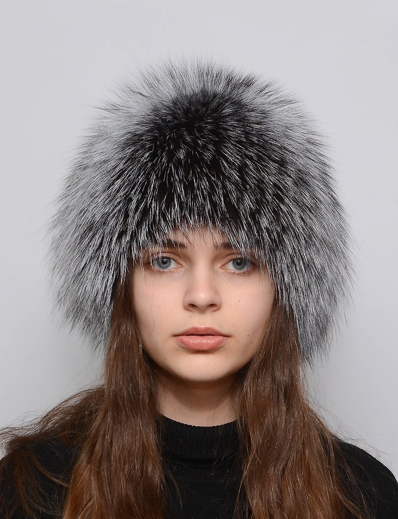 Women's Real Silver Fox Fur Beanie Cap And Soft Cap Fox Fur Wig, Real Fur Hats - 帽子 - 羊毛 多色