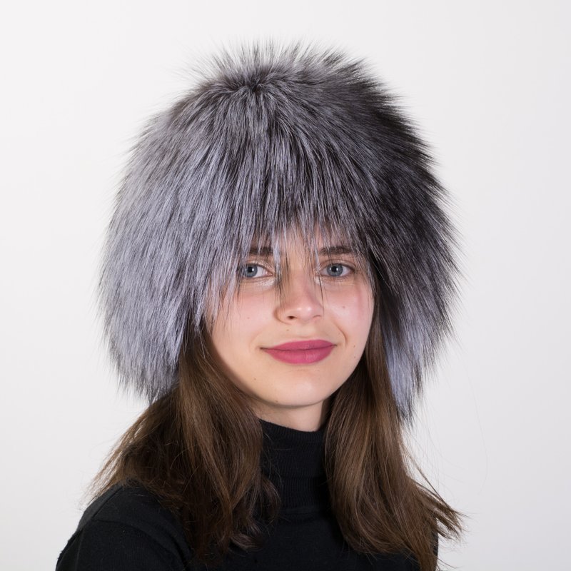 Women's Fox Fur Hat Real Silver Fox Fur Winter Fur Hat Luxury - 帽子 - 羊毛 多色
