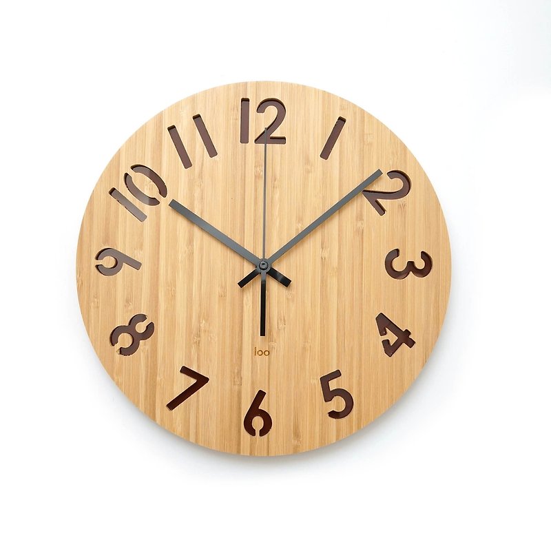 LOO Rotated Numbers Wall Clock Brown - นาฬิกา - ไม้ไผ่ สีนำ้ตาล