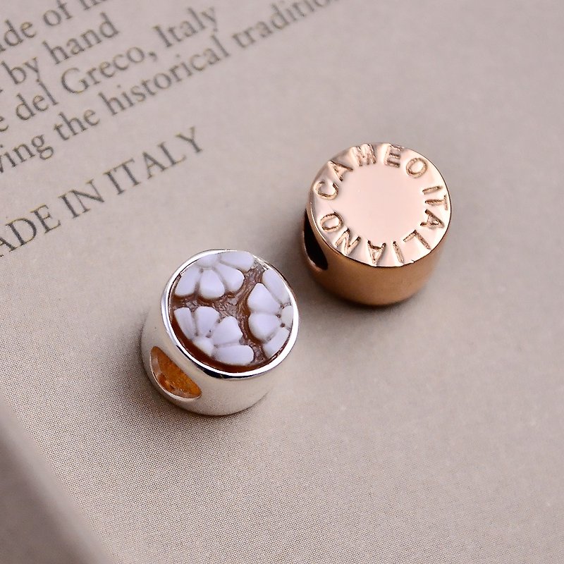 CAMEO Italian Handmade Shell Carving Light Jewelry-Beaded Round (Silver/ Rose Gold)-CH802 - สร้อยข้อมือ - เงินแท้ สีทอง