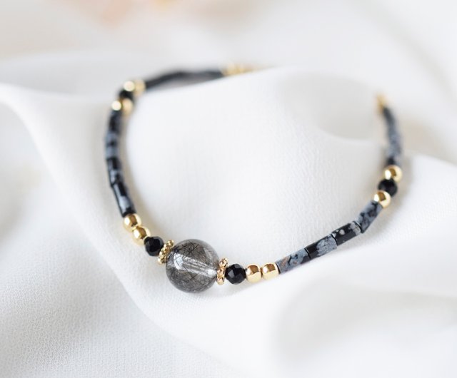 ブラック。ブラック水晶 スノーフレーク オブシディアンブラック