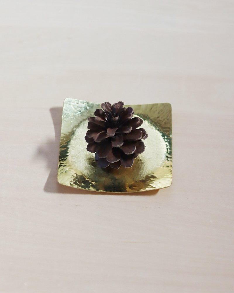 錘木紋 方形小碟 杯墊 茶托-星皿 - 碟子/醬料碟/醬油碟 - 銅/黃銅 金色