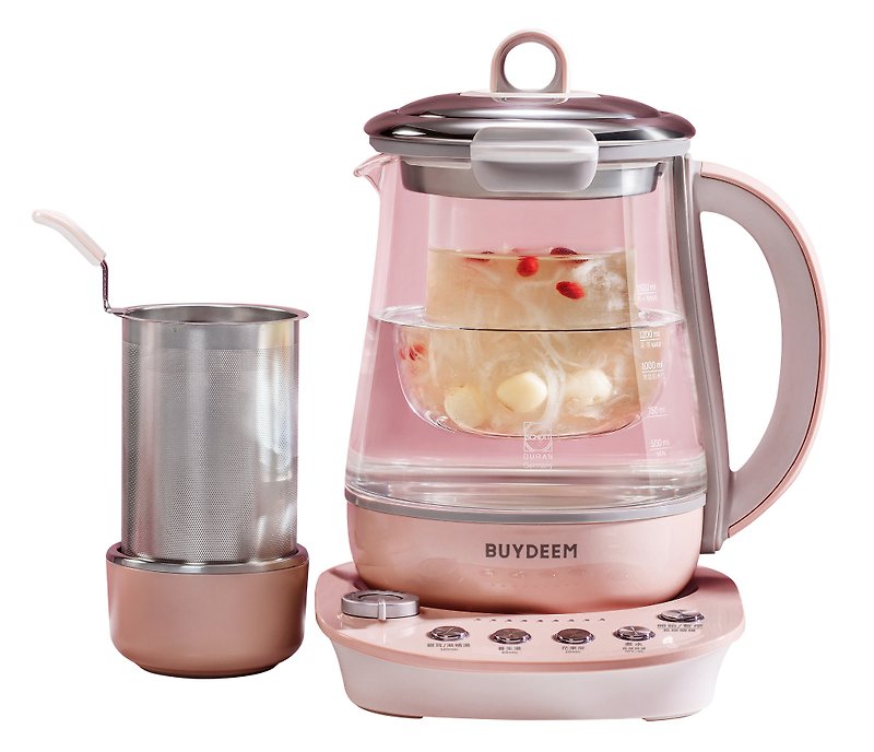 BUYDEEM Beiding multifunctional cooking pot 1.5L pink shuttle model comes with a coffee accompanying thermos cup - เครื่องครัว - วัสดุอื่นๆ สึชมพู
