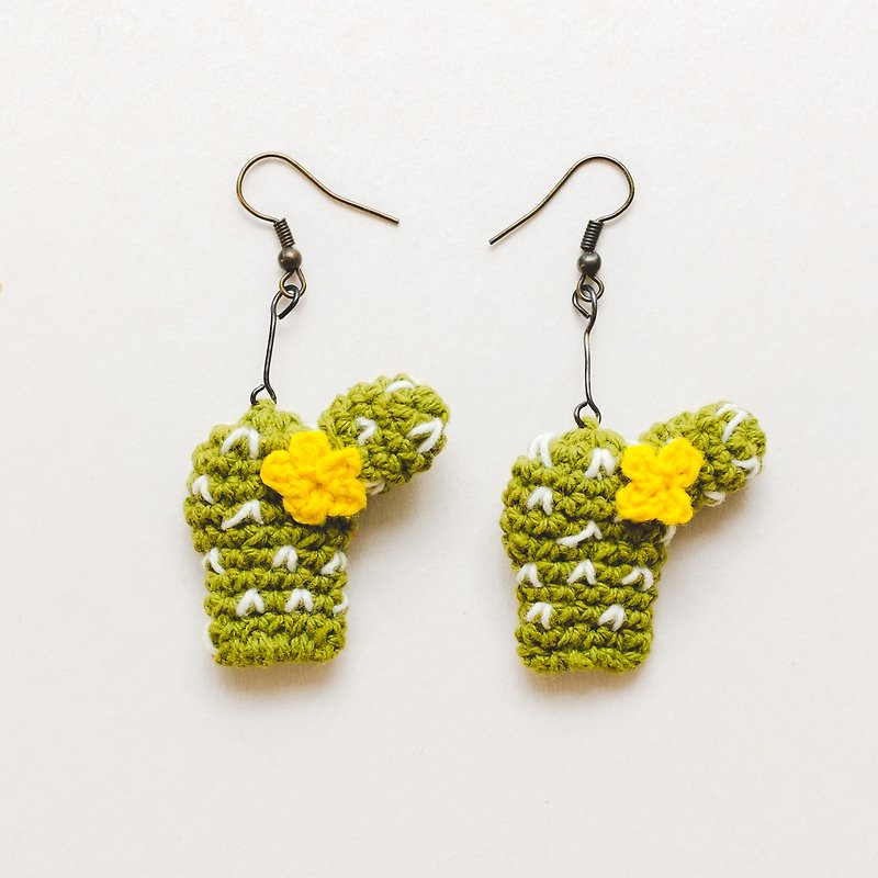 Earrings crochet fruit | The Cactus #006 - ต่างหู - ผ้าฝ้าย/ผ้าลินิน สีเขียว