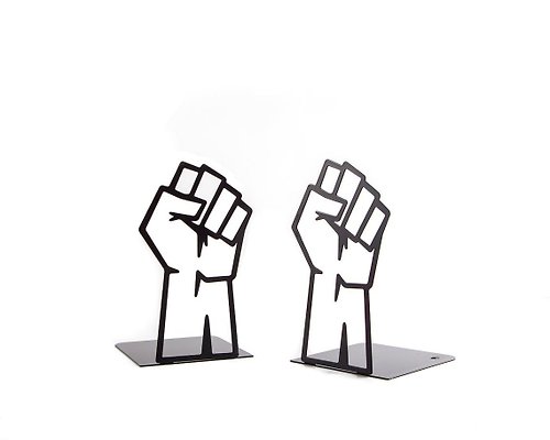 Design Atelier Article Black Metal Bookends Raised Fists // Unity // FREE SHIPPING WORLDWIDE //