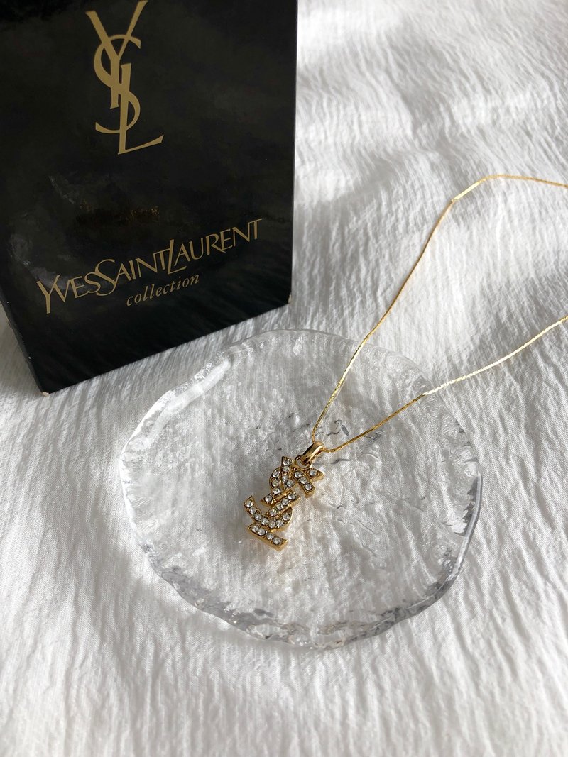 【Direct from Japan Luxury Vintage Bag】Yves Saint Laurent YSL Necklace Gold Rhinestone vintage mgyvm5 - สร้อยคอ - วัสดุอื่นๆ สีทอง